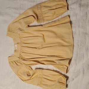 Lauren Conrad shirt, yellow/white stripes, women's small